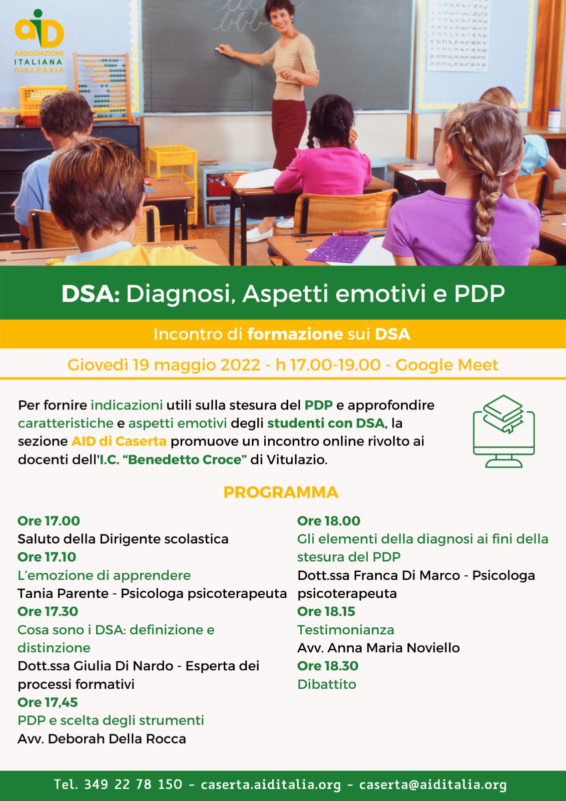 DSA: Diagnosi, Aspetti emotivi e PDP – Incontro di formazione sui DSA